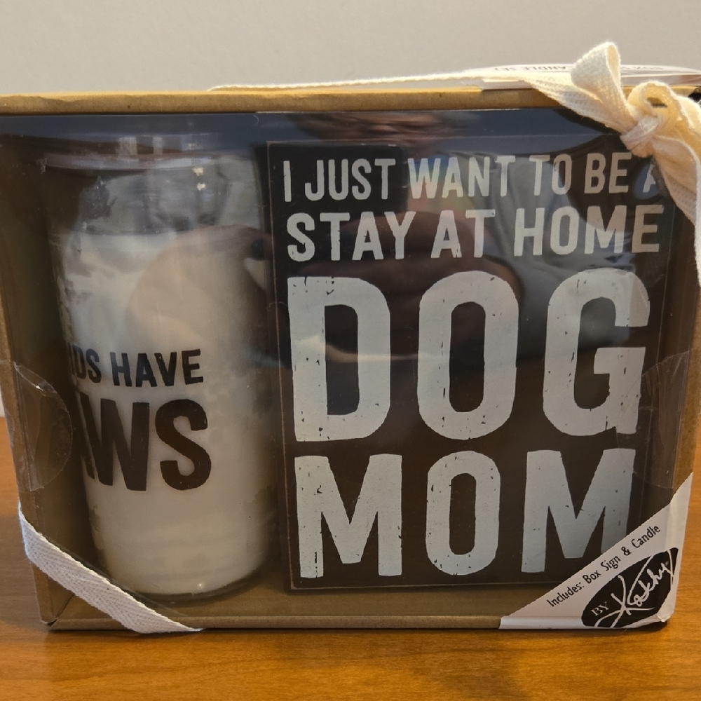 Dog Mom Sign and Candle Set